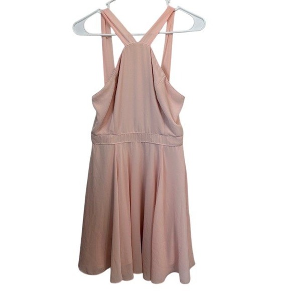 Lulus Forevermore Halter Fit and‎ Flare Dress Blush Pink Mini Dress Sz Med - Picture 3 of 16